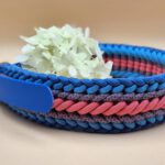 Knoten Waterkant in Blau- und Pink-Tönen, 41-43cm Halsumfang mit blauem Biothane-Adapter